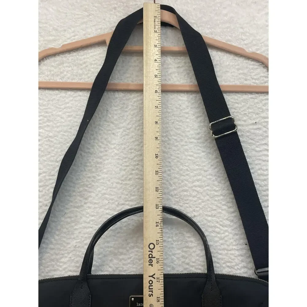 Kate Spade New York Laptop Tote Bag Womens Black Nylon Leather Trim Crossbody